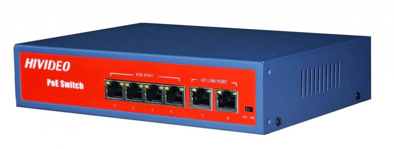 Коммутатор HIVIDEO HI-42P100MPOE, Switch POE 4-х портовый 100/10MB