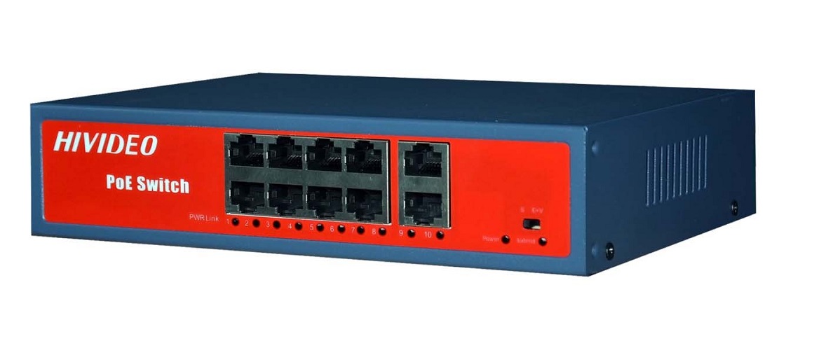 Коммутатор HIVIDEO HI-82P100MPOE, Switch POE 8-ми портовый 100/10MB
