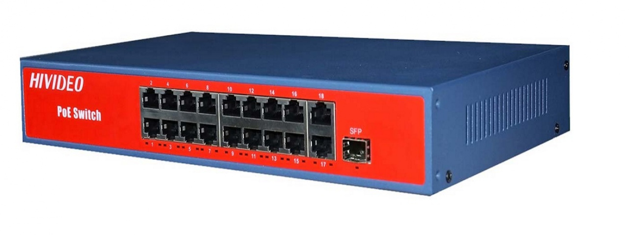 Коммутатор HIVIDEO HI-163P100MPOE, Switch POE 16-ти портовый 100/10MB